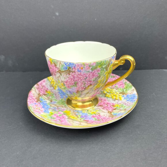 Vintage Shelley England Fine Bone China “Rock Garden” Cup & Saucer Floral Chintz - Picture 1 of 14